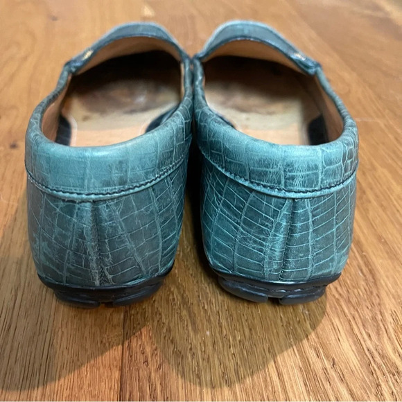 Prada Green Crocodile Embossed Leather Penny Loafer Size EU 37 = US 7 - Picture 5 of 12
